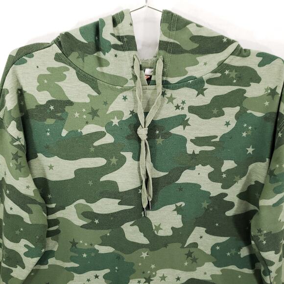Danskin Hoodie Womens Medium Green Camo Long Sleeve Casual Pullover Sweatshirt - Picture 2 of 7